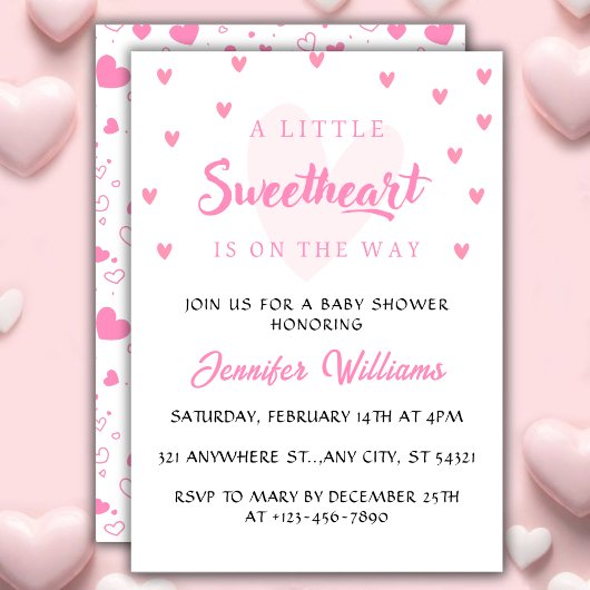 Invitation Valentine Petit Amour Baby shower fille