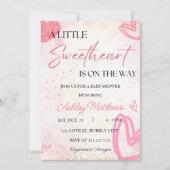 Invitation Valentine Petit Amour Baby shower fille (Devant)