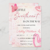 Invitation Valentine Petit Amour Baby shower fille (Devant / Derrière)