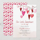 Invitation Valentine Petit amour Baby shower fille rose (Devant / Derrière)