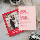 Invitation Valentine Photo Mariage rouge et rose