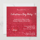 Invitation Valentine Red Paper Heart Parties scintillant Part (Dos)