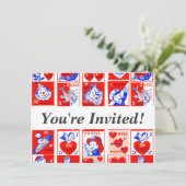 Invitation Valentine Retro Love Hugs Motif (Debout devant)