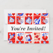 Invitation Valentine Retro Love Hugs Motif (Devant)