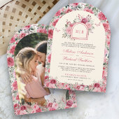 Invitation Valentine rose rose Roses papillon Mariage de crèm