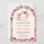 Invitation Valentine rose rose Roses papillon Mariage de crèm (Devant)