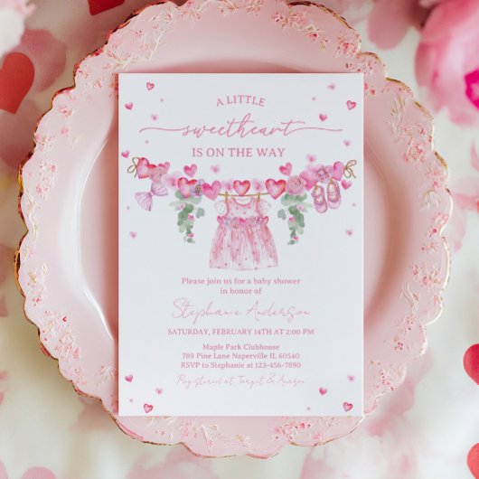 Invitation Valentine’s Baby Shower Invitation, Pink Heart