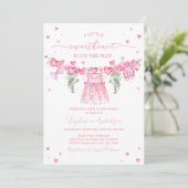 Invitation Valentine’s Baby Shower Invitation, Pink Heart (Debout devant)