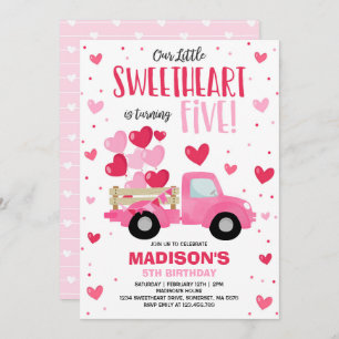 Invitation Valentine Sweetheart 5Anniversaire Camion rouge ro