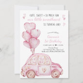 Invitation Valentine Sweetheart Pink Balloons 1er anniversair (Devant)