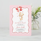 Invitation Valentine Sweetheart Teddy Bear Baby Shower (Debout devant)