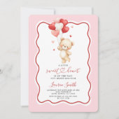 Invitation Valentine Sweetheart Teddy Bear Baby Shower (Devant)