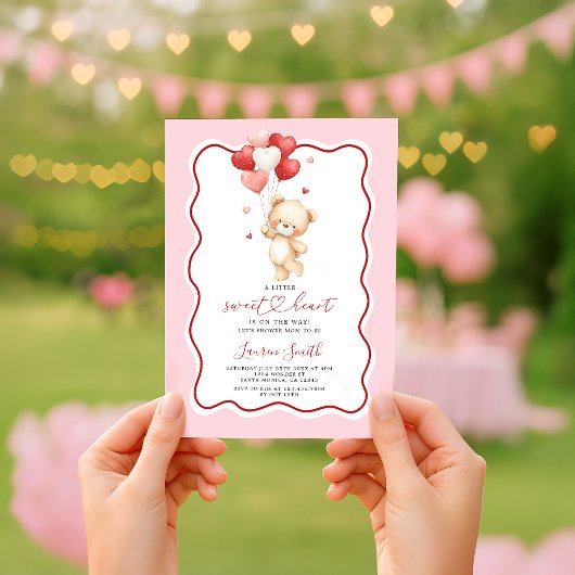 Invitation Valentine Sweetheart Teddy Bear Baby Shower