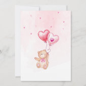 Invitation Valentine Teddy Bear Baby shower de ballon coeur (Dos)