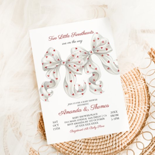 Invitation Valentine Twins Baby Shower