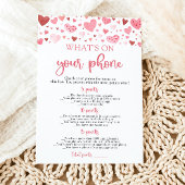 Invitation Valentine What's On Your Phone Baby shower Game