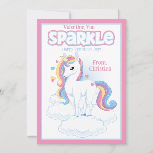 Invitation Valentine You Sparkle Classroom Saint-Valentin (Devant)