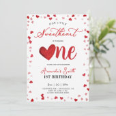 Invitation Valentines 1st girl Birthday (Debout devant)