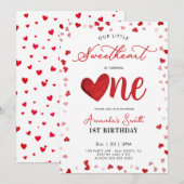 Invitation Valentines 1st girl Birthday (Devant / Derrière)