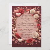 Invitation Valentines 1st Wedding Anniversary Burgundy Roses (Devant)