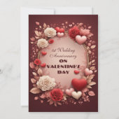 Invitation Valentines 1st Wedding Anniversary Burgundy Roses (Dos)