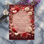Invitation Valentines 1st Wedding Anniversary Burgundy Roses