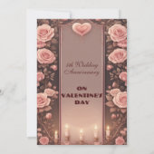 Invitation Valentines 5th Wedding Anniversary Burgundy Roses  (Dos)