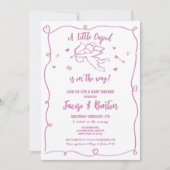 Invitation Valentines Baby shower Cupidé fille Rose amour (Devant)