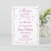 Invitation Valentines Baby shower Cupidé fille Rose amour (Debout devant)