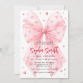 Invitation Valentines Baby shower de Coeurs Bow Rose (Devant)