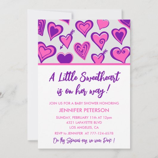 Invitation Valentines baby shower de jour Un peu amoureux (Devant)