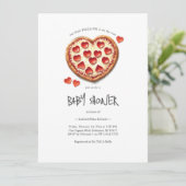 Invitation Valentines Baby shower Pizza Party (Debout devant)