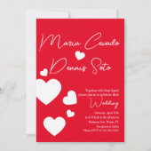 Invitation Valentines Coeurs Flottant Rouge Blanc Mariage d'a (Devant)
