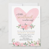 Invitation Valentines couples baby shower, coeur or rose (Devant)