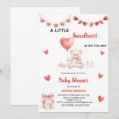 Invitation Valentine's Day Baby Shower Teddy Bear Hearts  (Devant / Derrière)