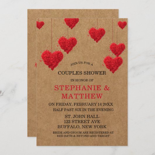 Invitation Valentine's Day Couples Douche (Devant / Derrière)