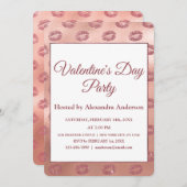 Invitation Valentine's Day Rose Gold Lips Baisers (Devant / Derrière)