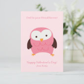 Invitation Valentines de Chouette rose (Debout devant)