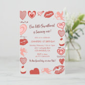 Invitation Valentines jour 1er anniversaire Pink Red Grey (Debout devant)