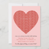 Invitation Valentines jour 40e anniversaire typographie Rouge (Devant)