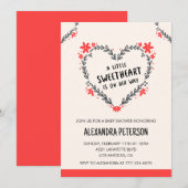 Invitation Valentines jour baby shower coeur floral (Devant / Derrière)