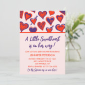 Invitation Valentines jour baby shower petite fille amoureuse (Debout devant)