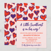 Invitation Valentines jour baby shower petite fille amoureuse (Devant / Derrière)