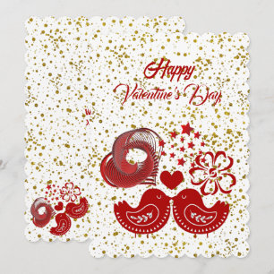 Invitation Valentines Jour Balayage Coeur Inséparables Gold C