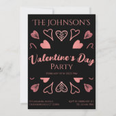 Invitation Valentines Jour Coeurs Black Rose Gold (Dos)