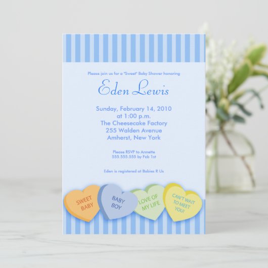 Invitation Valentines Jour Conversation Baby shower Coeur (Debout devant)