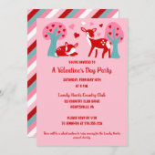 Invitation Valentines Jour de fête Rose mignon Cerf (Devant / Derrière)