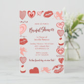 Invitation Valentines jour nuptiale douche moderne gris rouge (Debout devant)