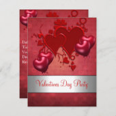 Invitation Valentines Jour Rouge Amour Coeur Ballons (Devant / Derrière)