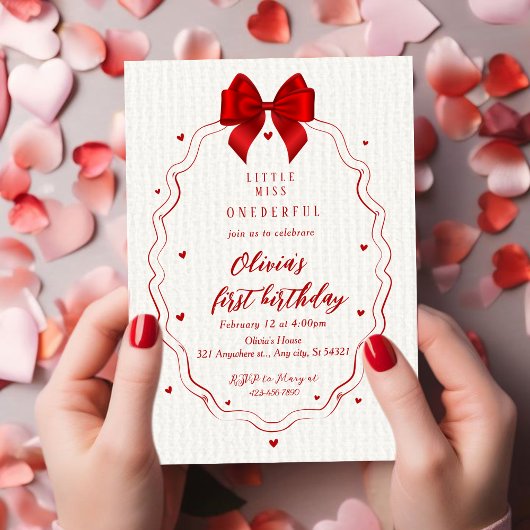 Invitation Valentines Little Miss ONEderful First Birthday